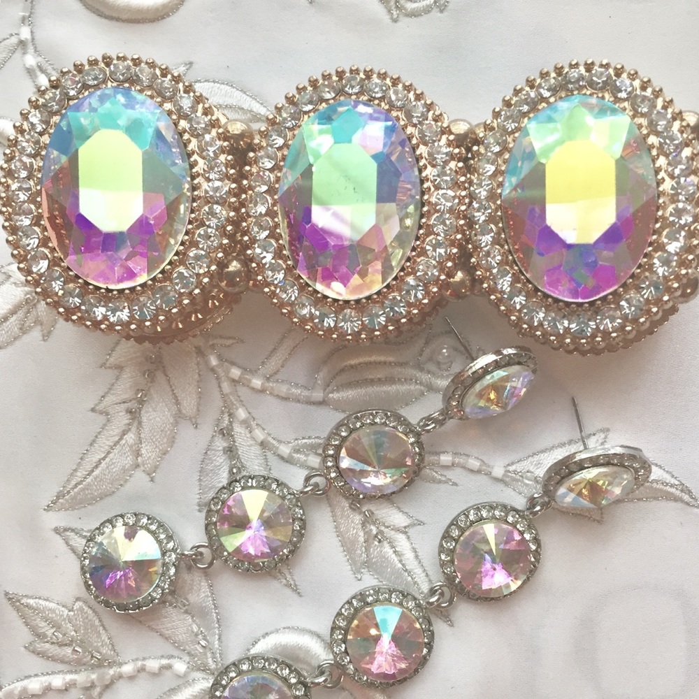 Quality crystal  ab rhinestone bracelet, earrings